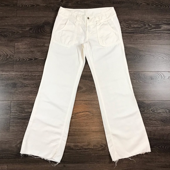 Diesel Only The Brave Women’s Wide Leg White Denim Distressed Jeans Size 28 - Picture 1 of 10